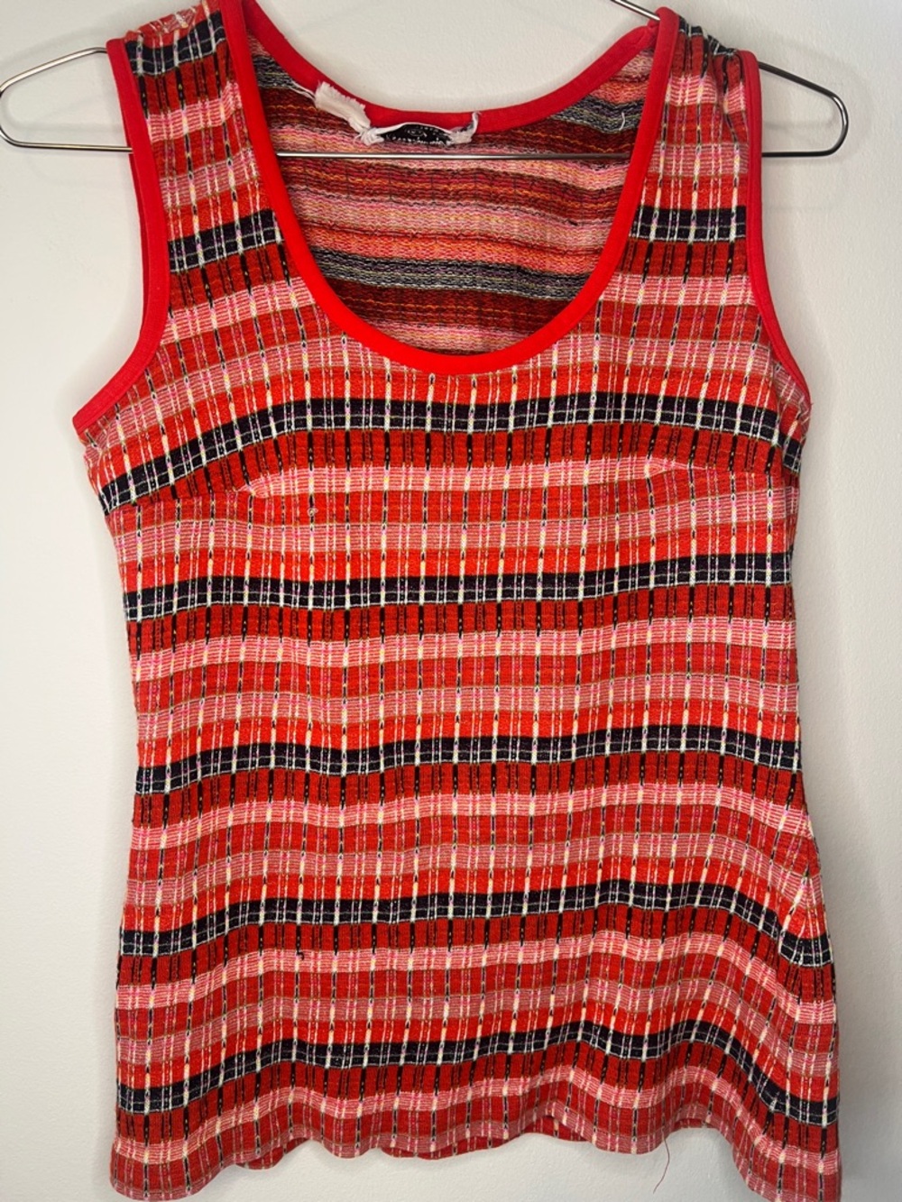 Vintage Red Striped Knit Tank Top - Women's